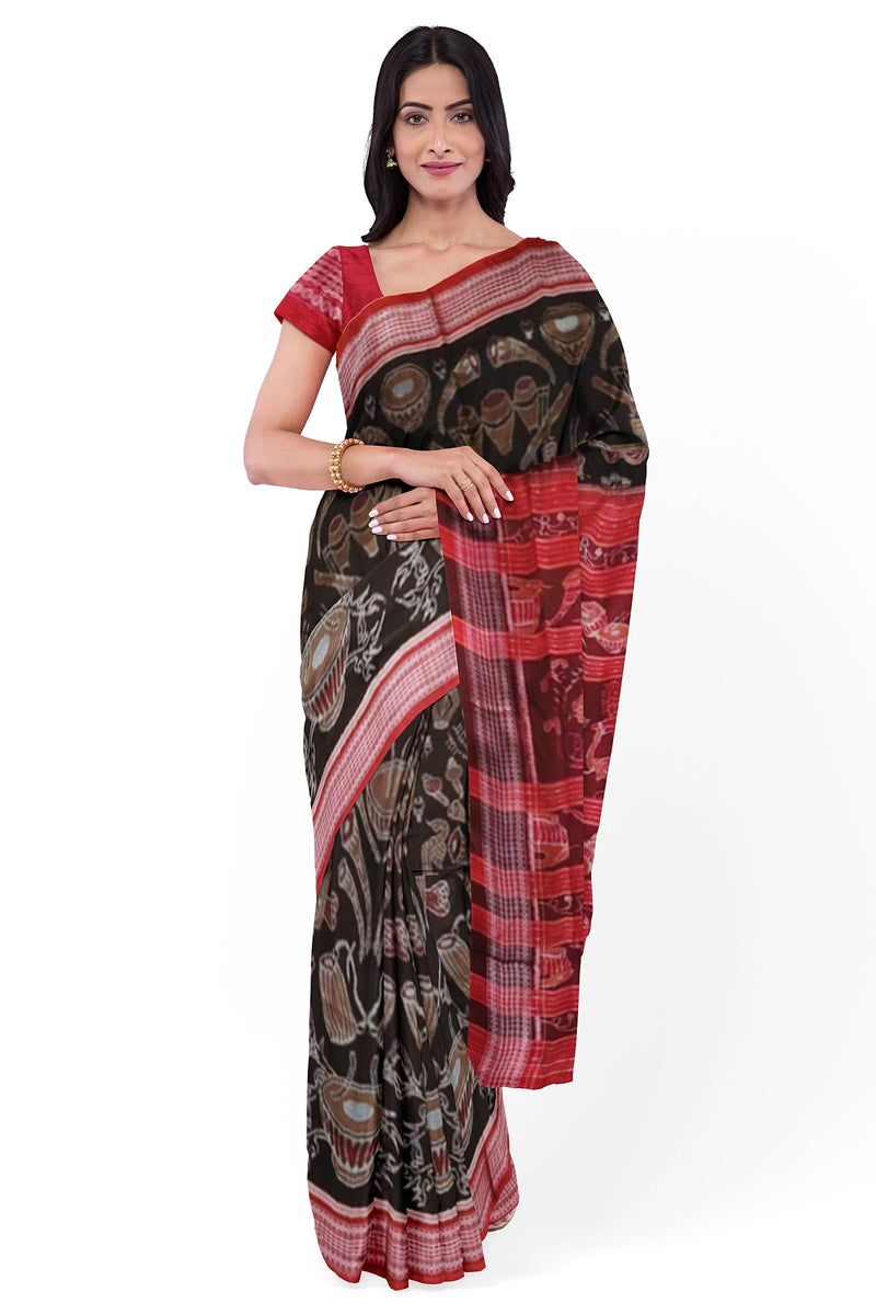 Musical instruments design sambalpuri cotton saree with blouse piece
