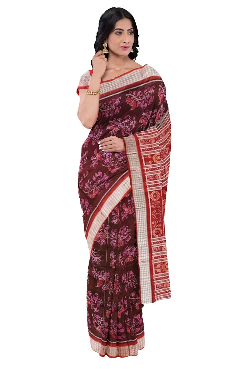 Sambalpuri Silk Saree with Blouse Piece (Birds Designs, Pure Silk)