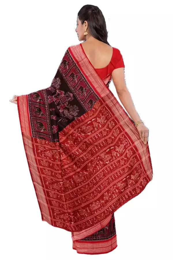 Elephant design sambalpuri cotton saree with blouse piece